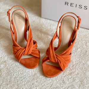 Reiss Coral Suede Knotted High Heeled Sandals